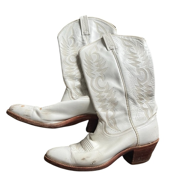 Vintage Dan Post White Cowboy Boots, size 8.5 - Picture 1 of 8
